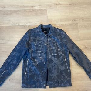 Men's Grey Studded Skeleton Biker Jacket
